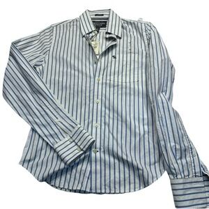 NWT Abercrombie & Fitch classic woven shirt muscle cut off white & blue men’s S